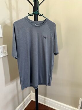 Two Under Armour Men’s Short Sleeve Athletic Tees — Gray